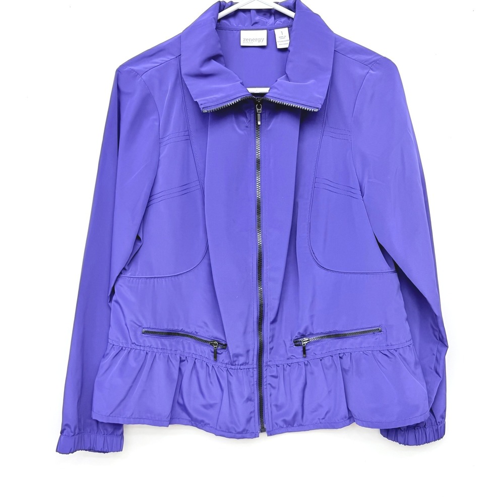 Chico's Zenergy Peplum Windbreaker Jacket Purple Women 1 Purple